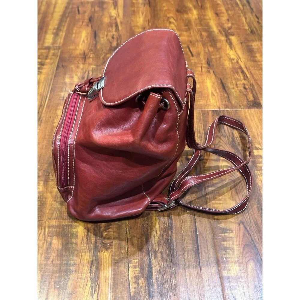 Tornabuoni Made in Italy Designer Red Leather Handbag Bag Backpack EUC
